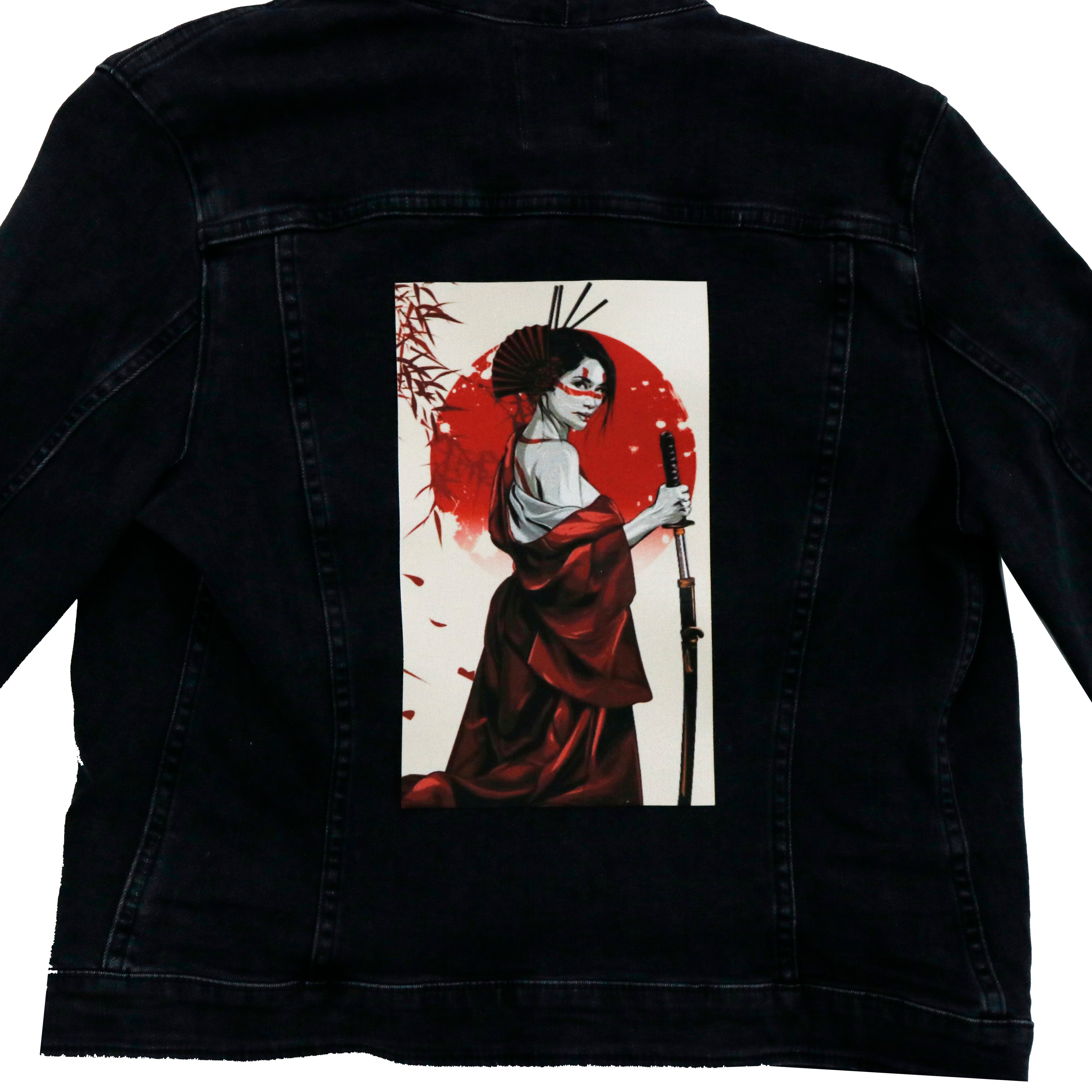 Japanese Bushi Female Samurai FotoPatch Jacket XL Embroidered Iron-on 
