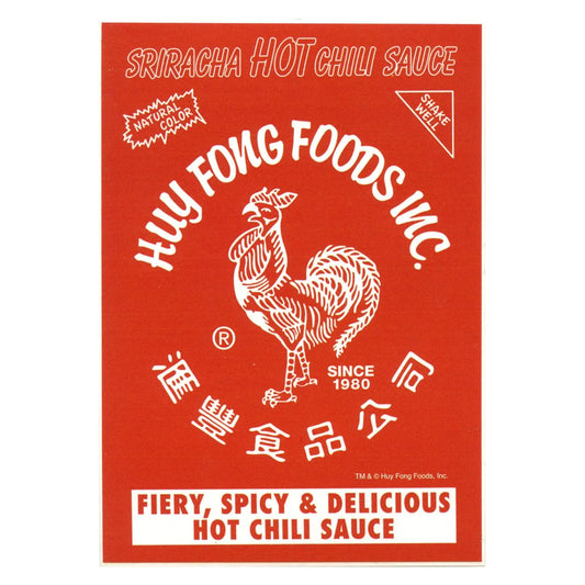 Sriracha Hot Chili Sauce Fiery Spicy Square Red Sticker 
