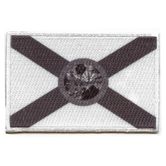 Florida Patch State Flag Grayscale Embroidered Iron On 
