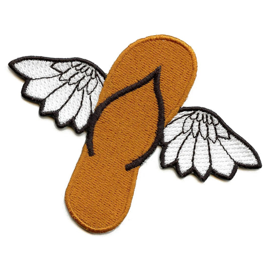 Flying Chancla (Sandal) Embroidered Iron On Patch 