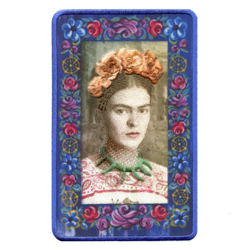 Frida Kahlo Flower Frame Portrait Sublimated Embroidered Iron On Patch 