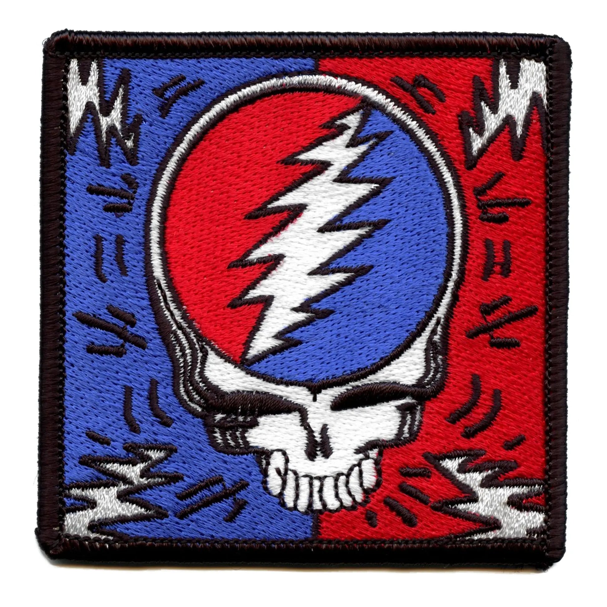Grateful Dead Steal Your Face Patch Skull Bolt Box Embroidered Iron On 
