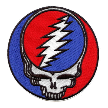 Grateful Dead Steal Your Face Patch Iconic Skull Round Embroidered Iron On - Medium 