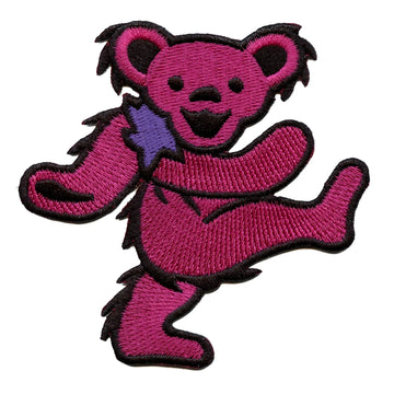 Grateful Dead Pink Bear Patch Medium Iconic Embroidered Iron On 
