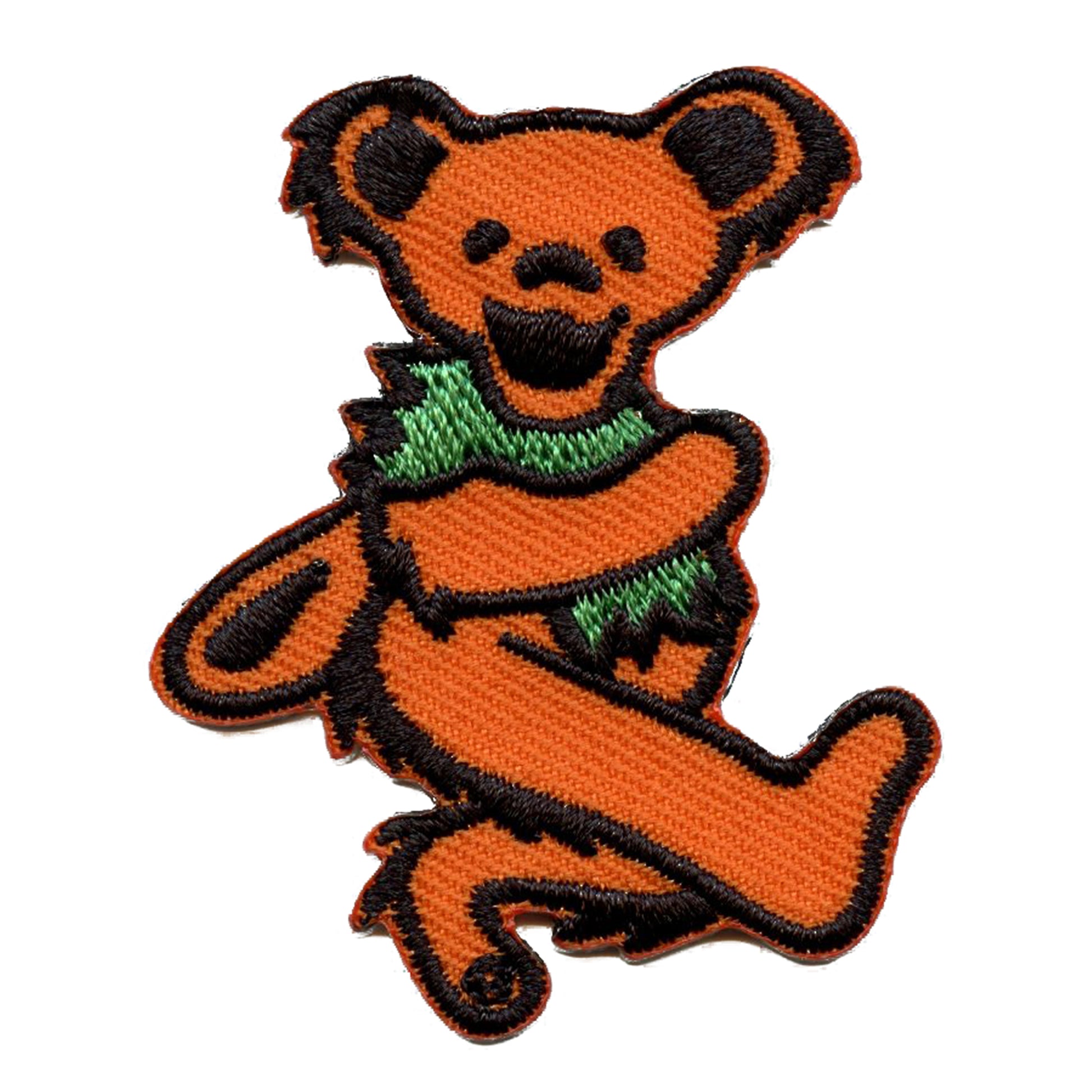 Grateful Dead Orange Bear Patch Small Iconic Embroidered Iron On 