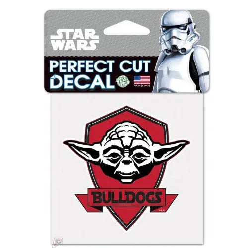Georgia Bulldogs Yoda Star Wars Logo Perfect Cut Decal 4" x 4" (Colored) 