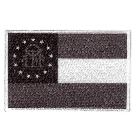 Georgia Patch State Flag Grayscale Embroidered Iron On 