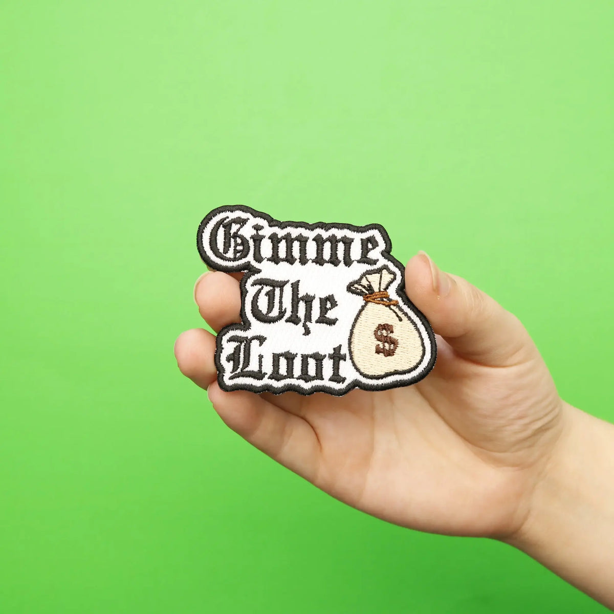 Gimme The Loot Money Bag Embroidered Iron On Patch – Patch Collection