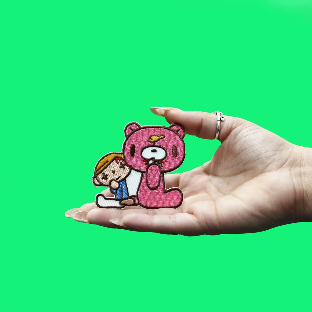 Gloomy Bear Pitty & Gloomy Patch Sitting Naughty Grizzly Embroidered Iron On 