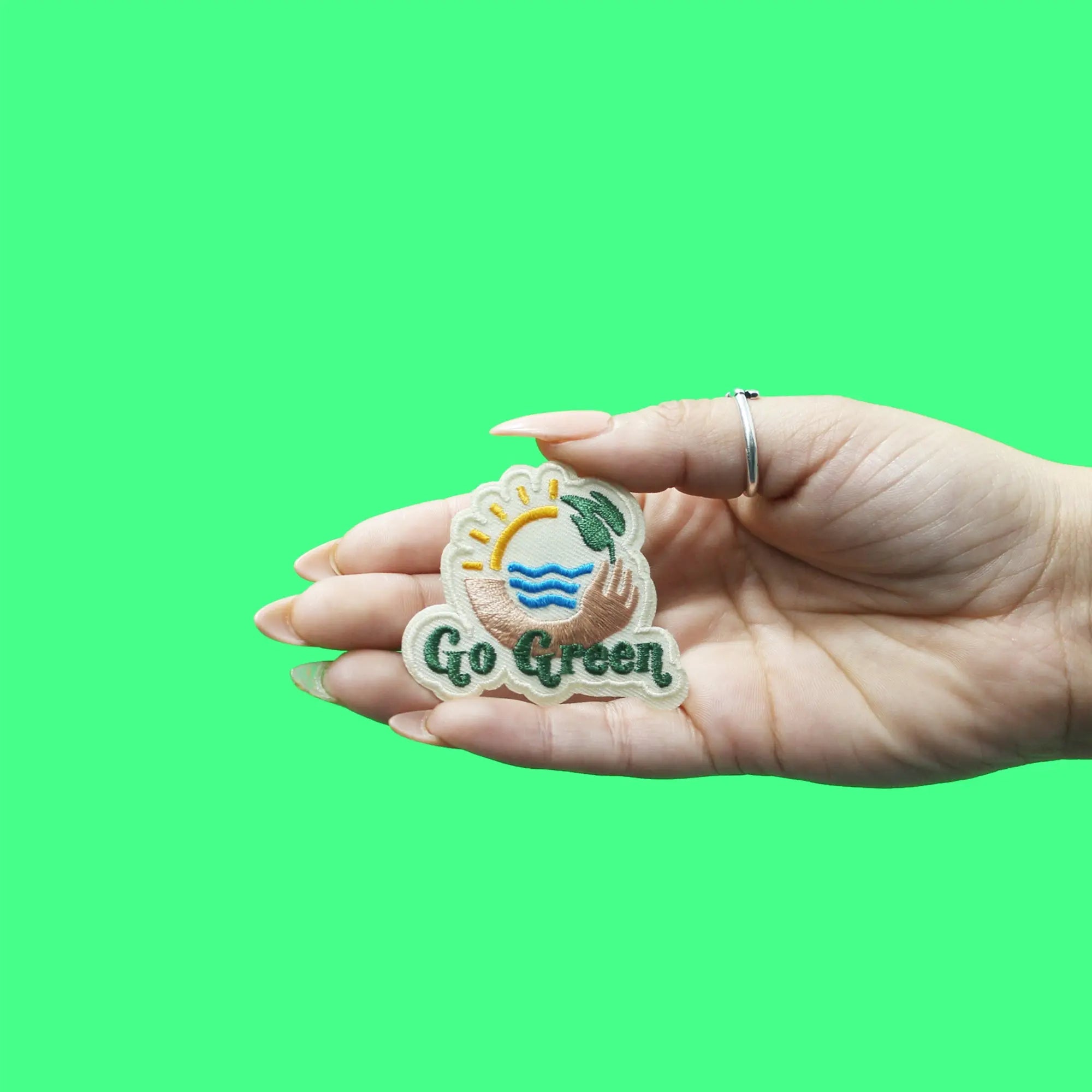 Go Green with Hand Patch Embroidered Iron On 