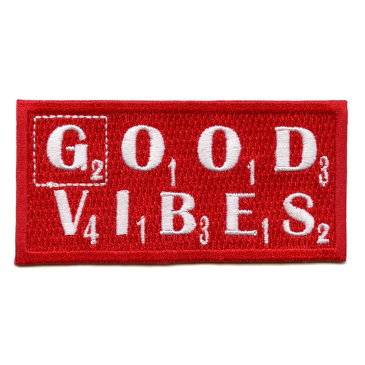 Red Good Vibes Box Iron On Patch 