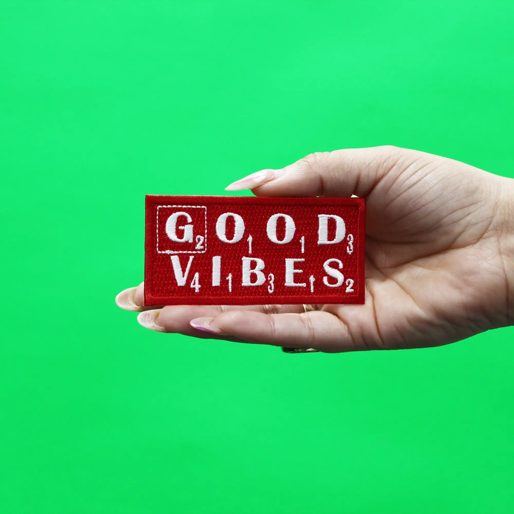 Red Good Vibes Box Iron On Patch 