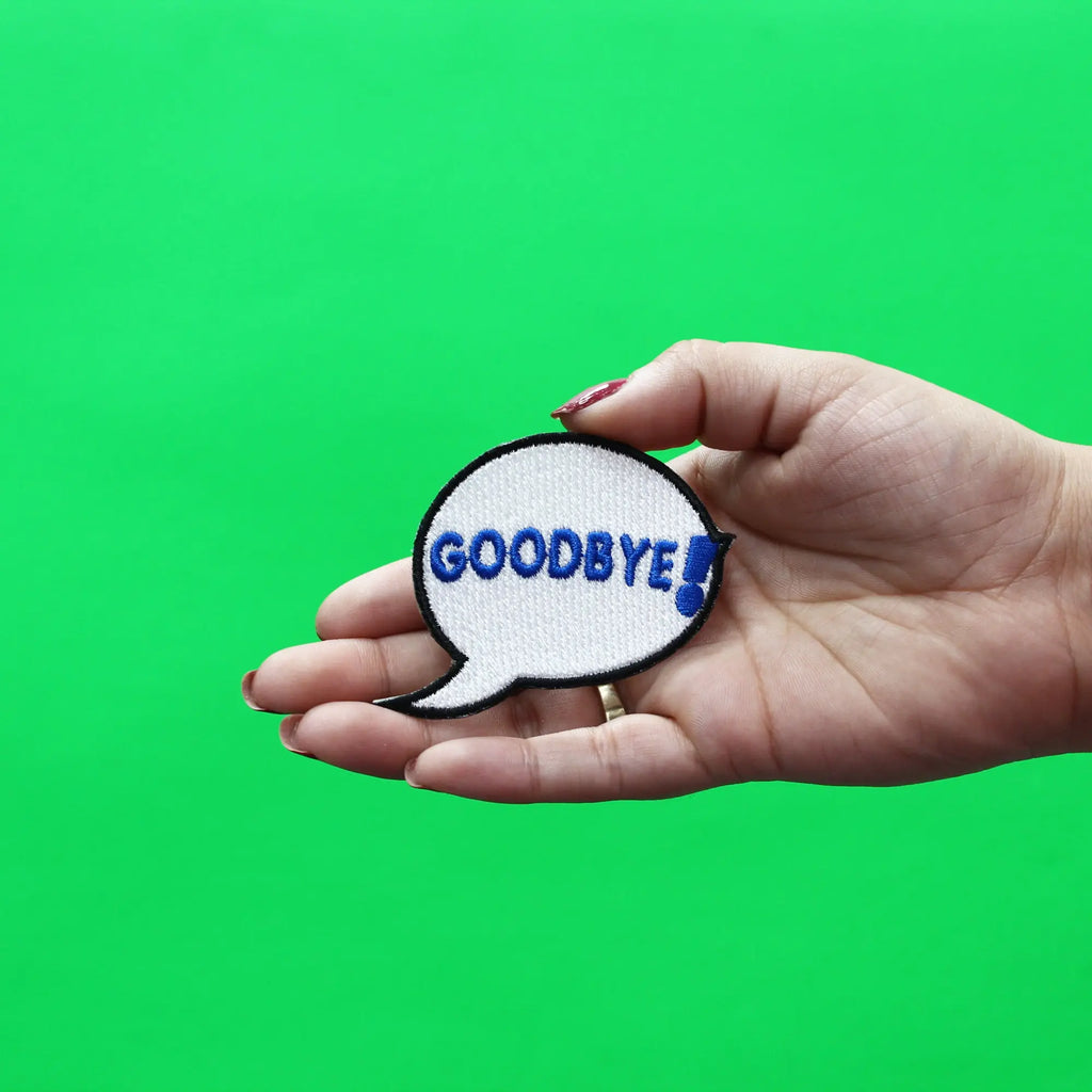 Goodbye Word Bubble Emoji Embroidered Iron On Patch – Patch Collection