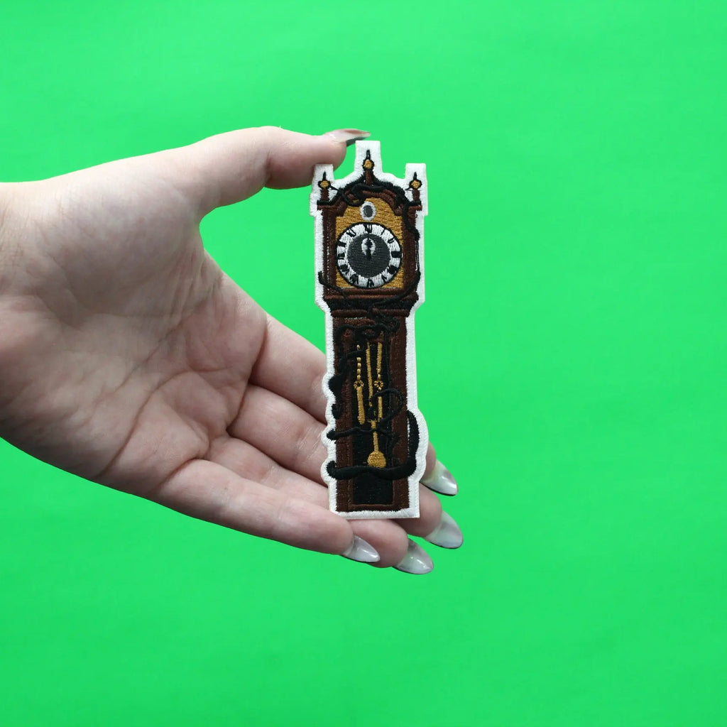 Grandfather Clock Evil Vines Patch Strange Vision Time Embroidered Iron On