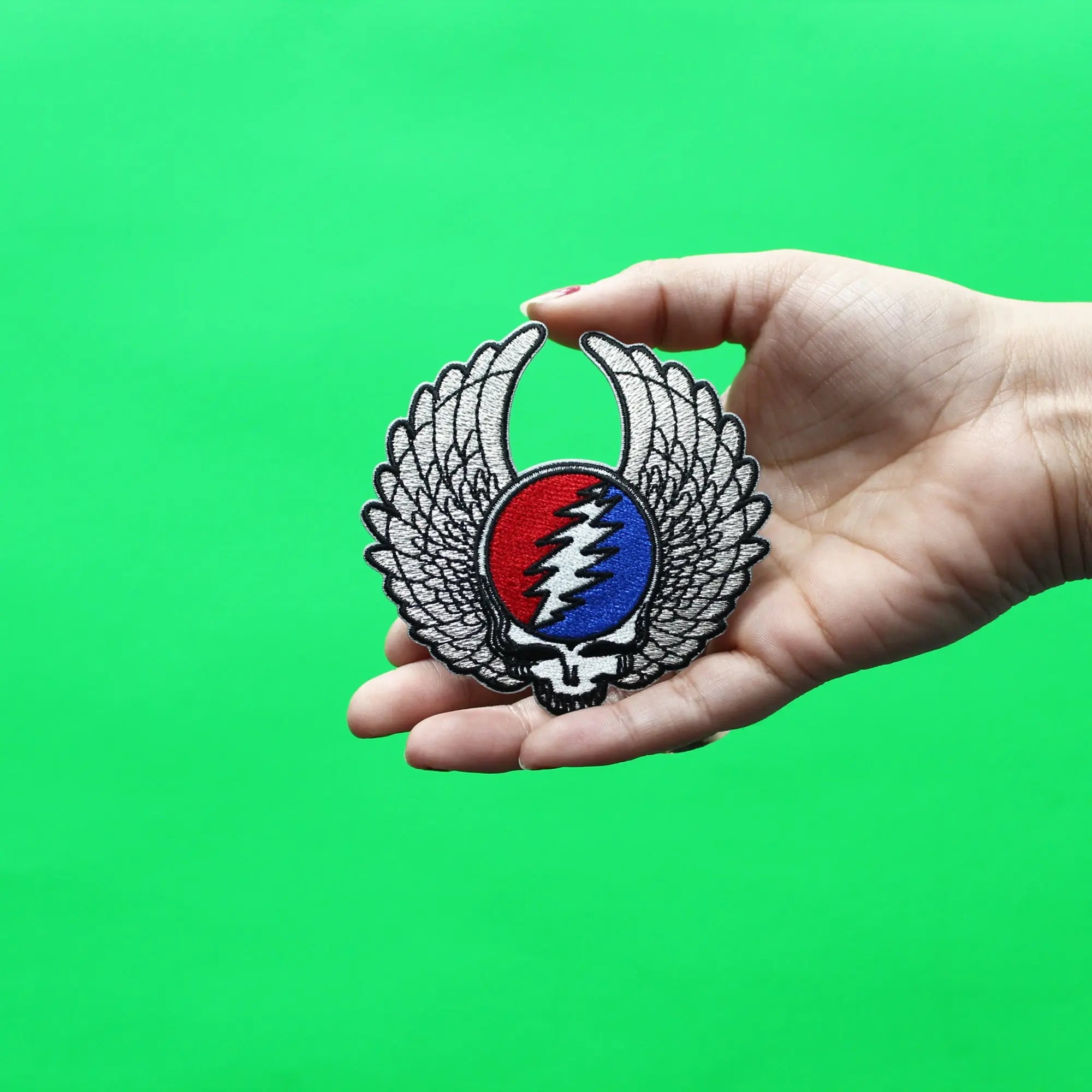 Grateful Dead Bears Patch SYF Silver Wings Embroidered Iron On