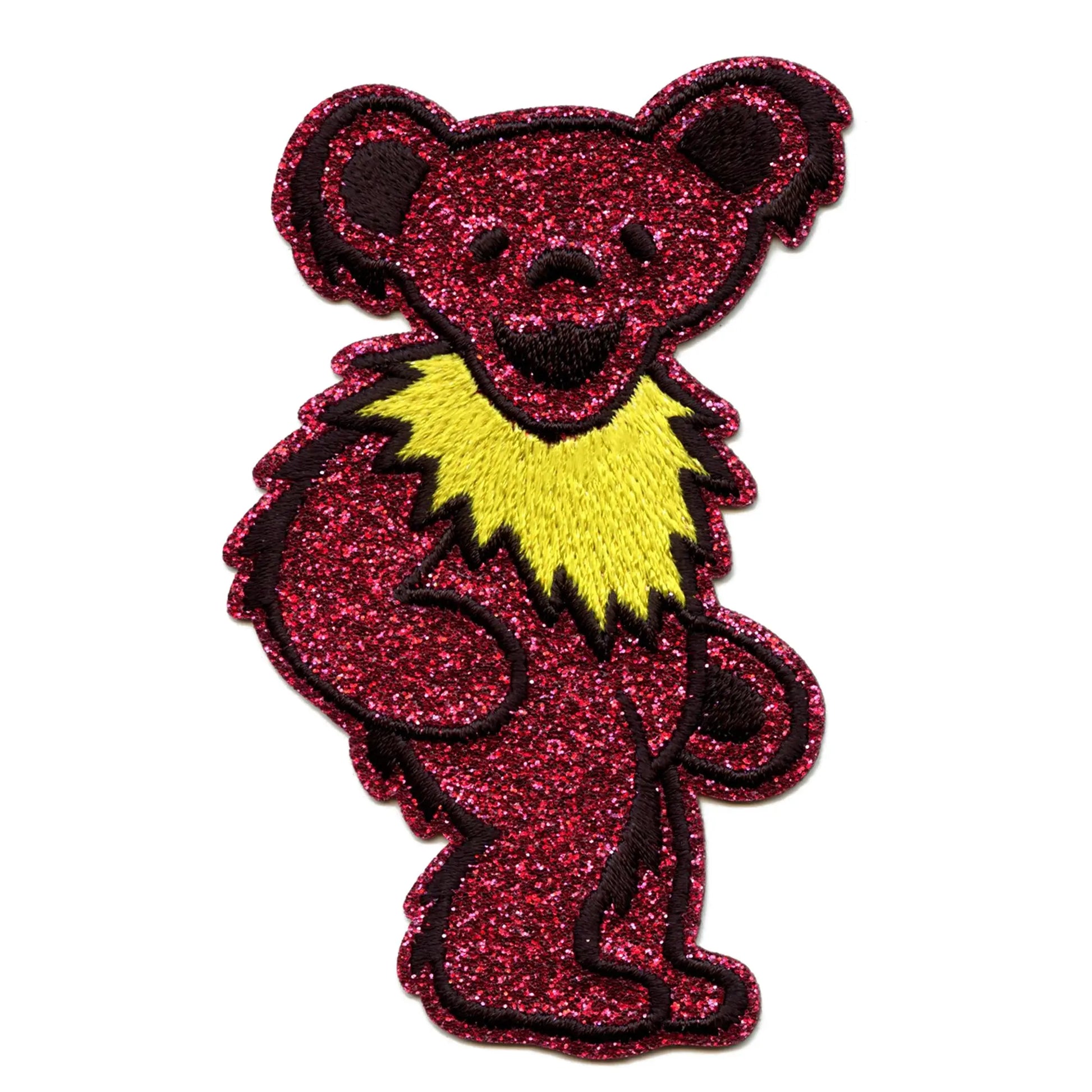 Grateful Dead Bears Patch Pink Glitter Dancing Bear Embroidered Iron On 