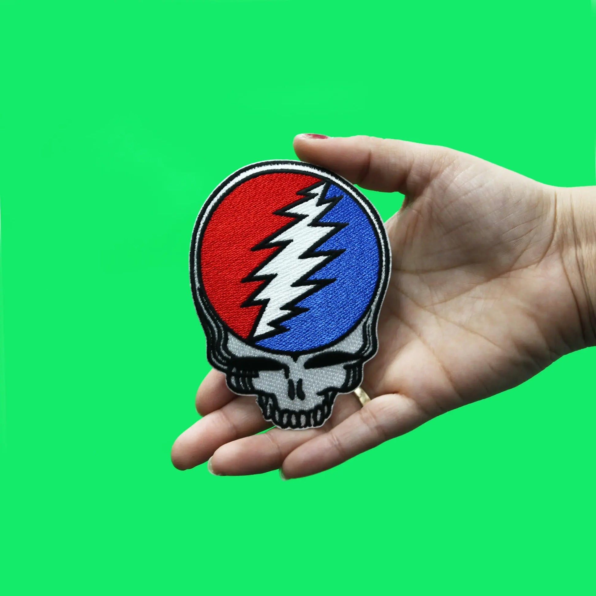 Grateful Dead Steal Your Face Patch Iconic Skull Shape Embroidered Iron On 