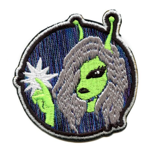 Space Bass Alien Girl Patch EDM Artist Logo Glow In The Dark Embroidered Iron On 