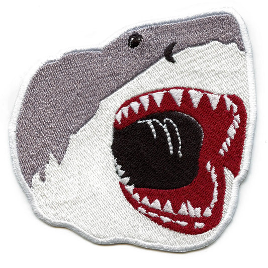 Great White Shark Patch Jaws Open Embroidered Iron On 