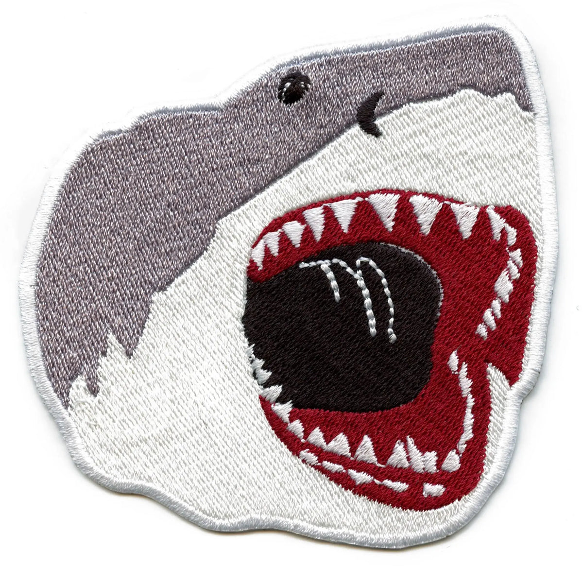 Great White Shark Patch Jaws Open Embroidered Iron On – Patch Collection