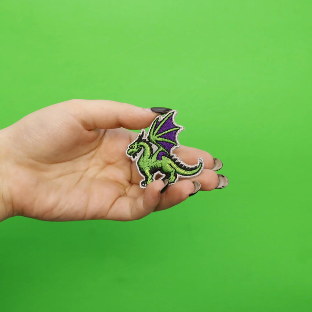 Green Dragon Embroidered Iron On Patch 