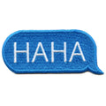 HAHA Blue Text Bubble Embroidered Iron On Patch