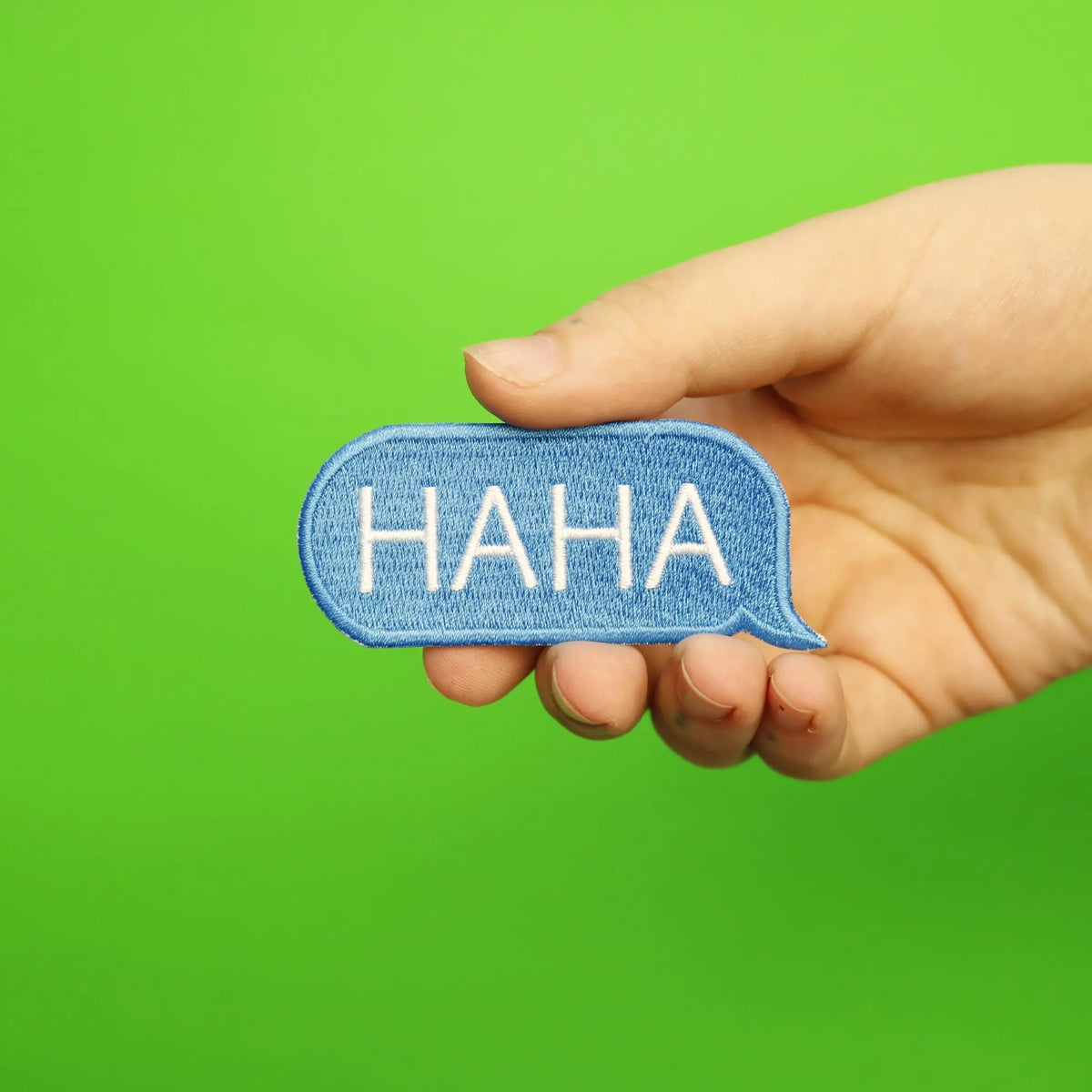 HAHA Blue Text Bubble Embroidered Iron On Patch – Patch Collection