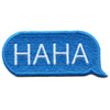 HAHA Blue Text Bubble Embroidered Iron On Patch 