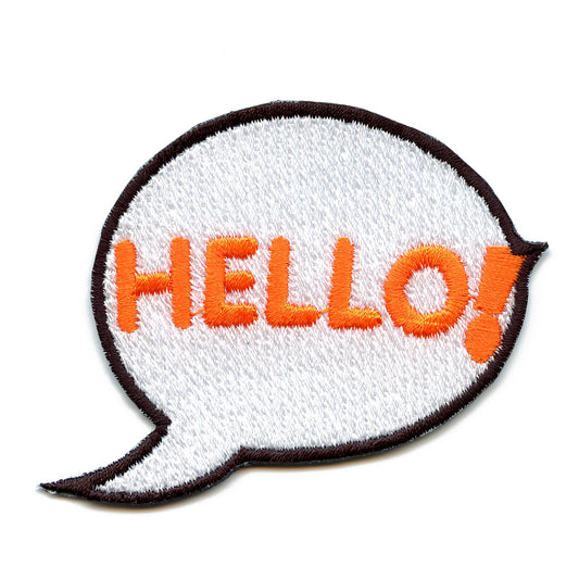Hello Chat Bubble Iron On Embroidered Patch 