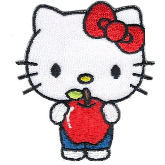 Hello Kitty With Apple Iron On Embroidered Patch 