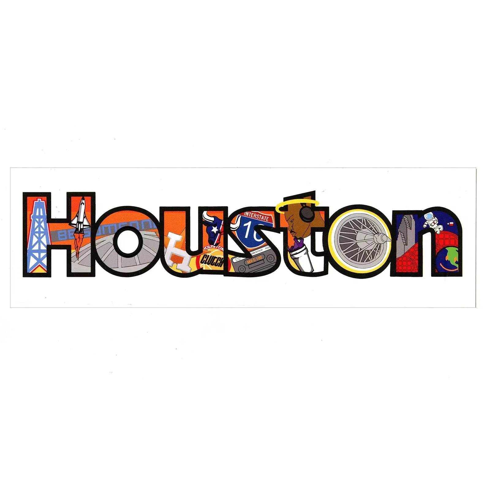 Houston Texas Large Iconic Collage Bumper Sticker 