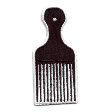 Hair Pick Embroidered Iron On Patch 
