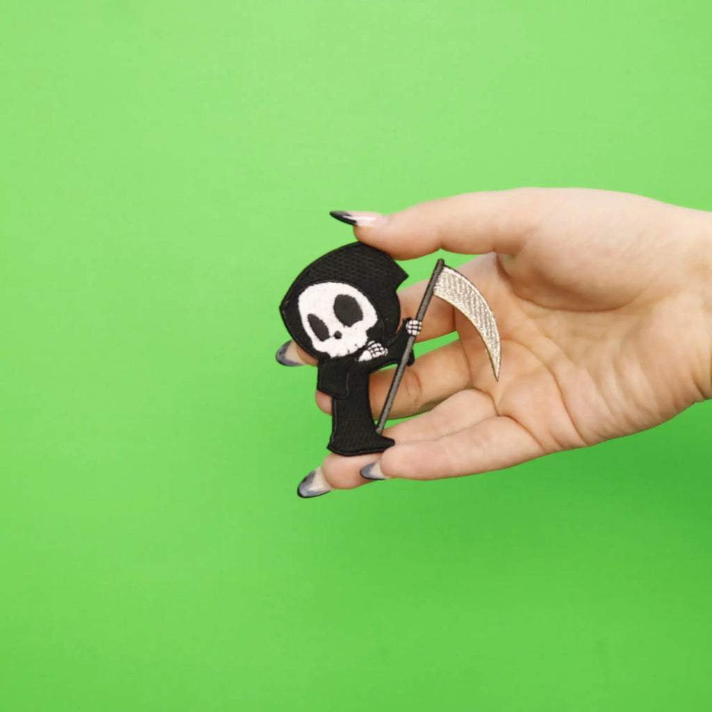 Halloween Reaper Dabbing Embroidered Iron On Patch 