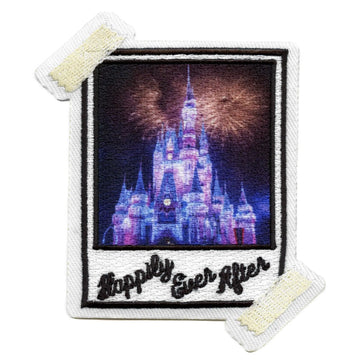 Happily Ever After Polaroid Patch Scrapbook Memory Castle Embroidered Iron on 