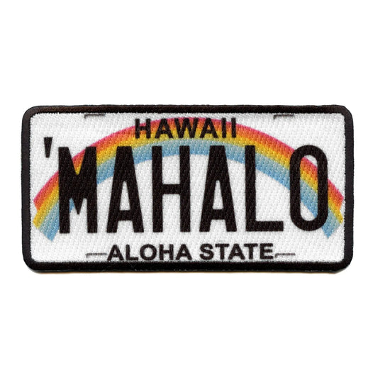 Hawaii Mahalo License Plate Patch Aloha State Embroidered Iron On 