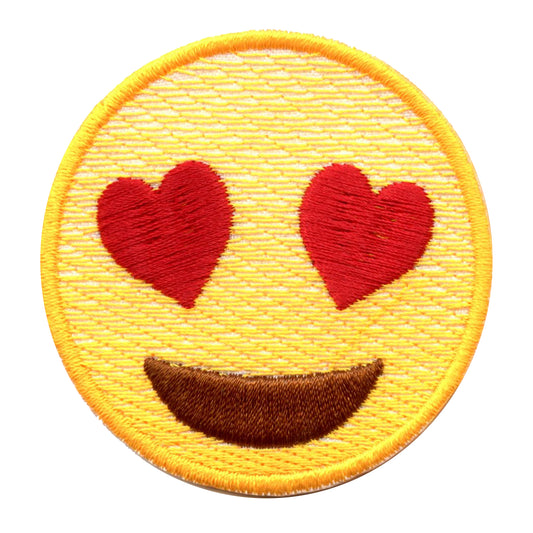 Heart Eyes Emoji Iron On Embroidered Patch 