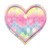 Heart With Pink Rainbow Mermaid Scales & Pink Border Iron On Glitter Sparkle Patch Bling 