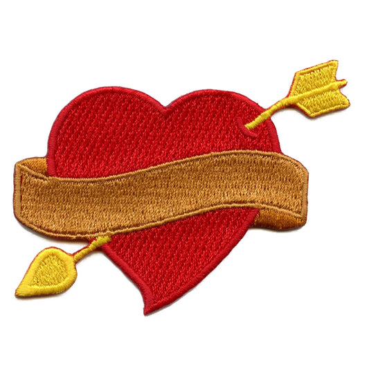 Heart with Ribbon & Arrow Patch Romantic Love Embroidered Iron On 
