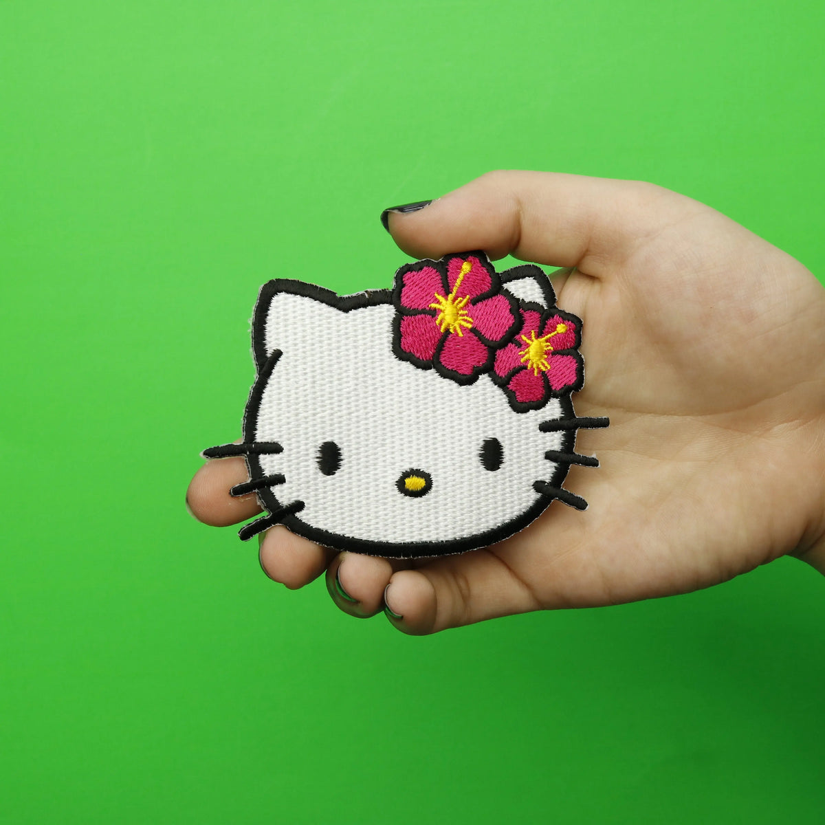 Hello Kitty Hawaiian Flower Head Shot Iron On Embroidered Patch – Patch Collection