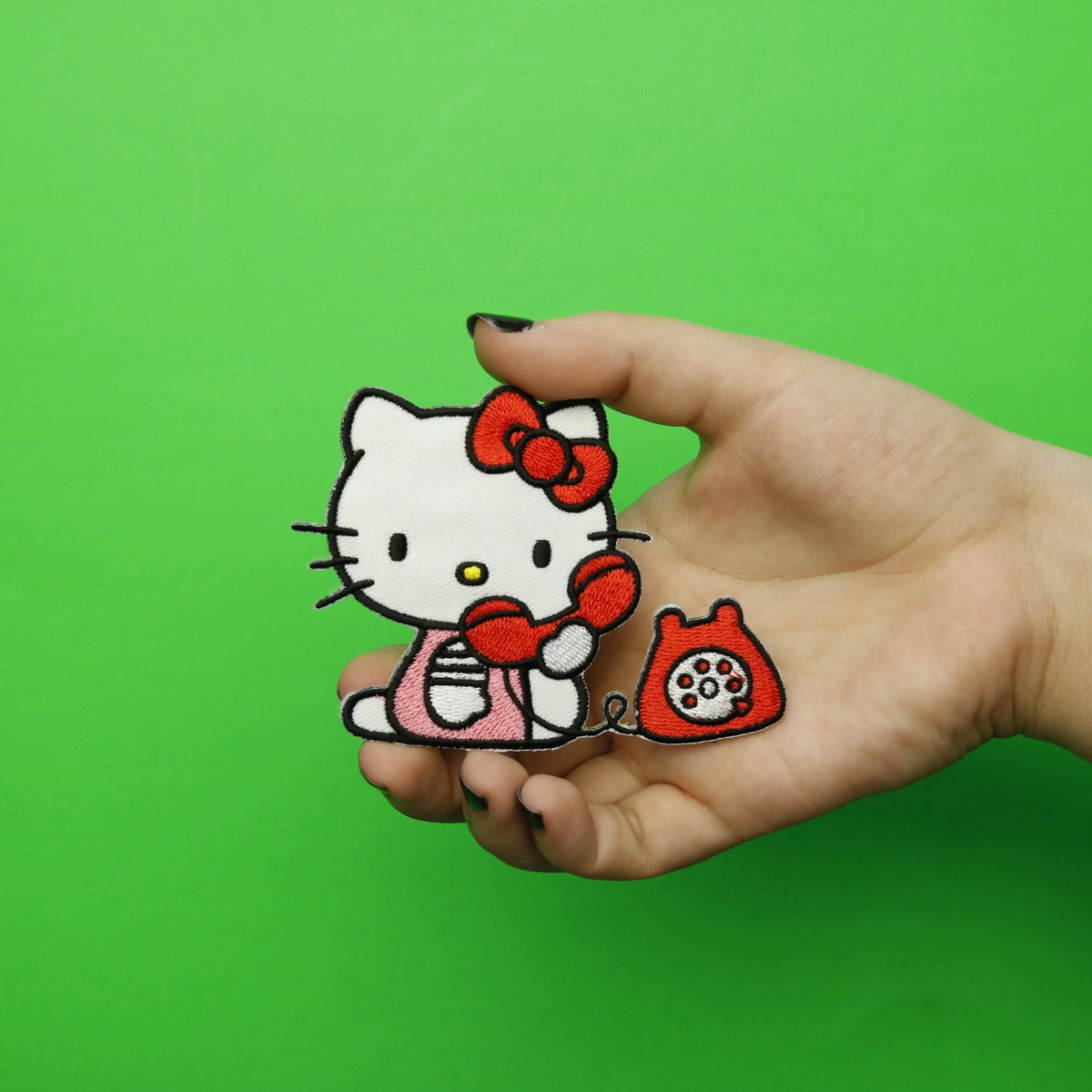 Hello Kitty on Red Telephone Iron On Embroidered Patch – Patch Collection