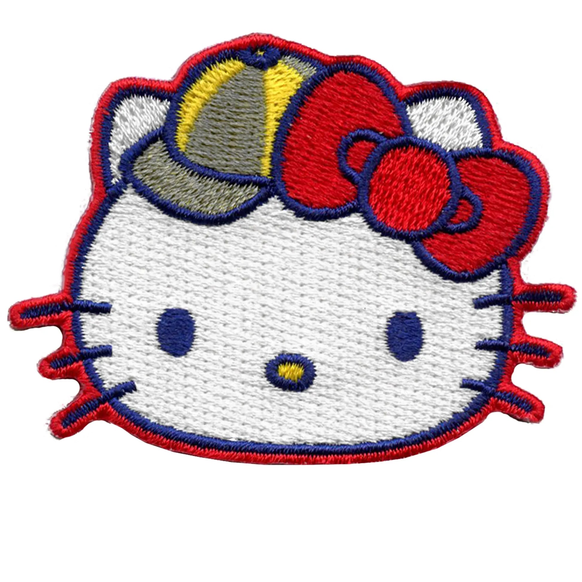 Hello Kitty Striped Hat Patch Red Bow Head Shot Embroidered Iron On – Patch  Collection