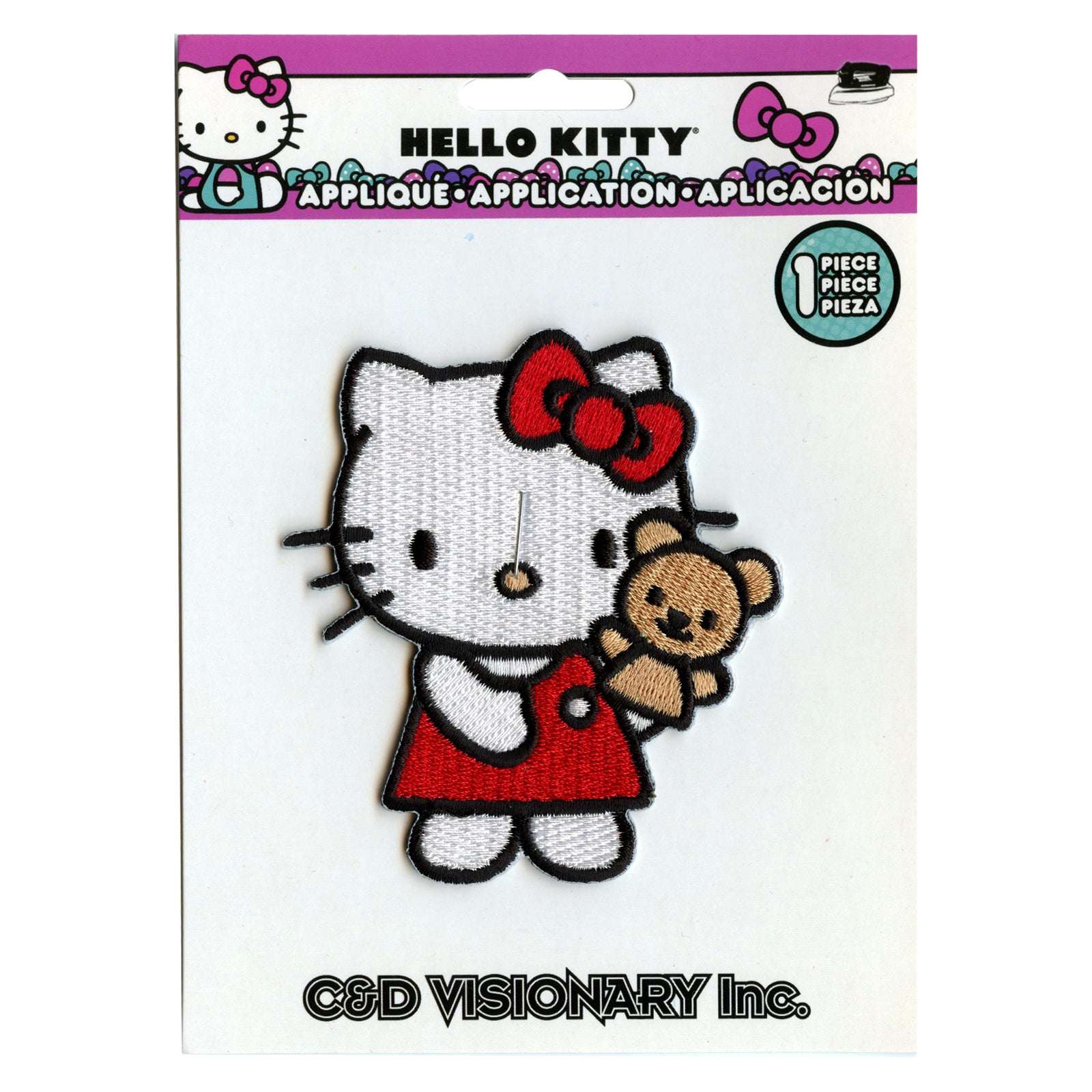 Hello Kitty With Bear Puppet Iron On Embroidered Patch 