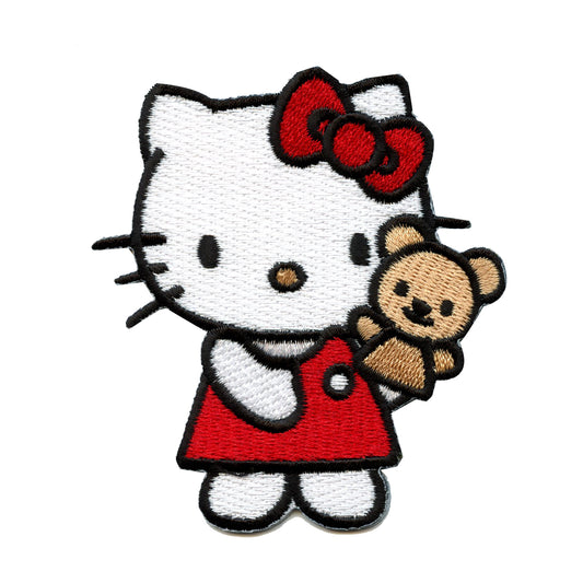 Hello Kitty Holding Red Bow Iron On Embroidered Patch