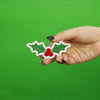 Christmas Holly Berries Embroidered Iron On Patch 