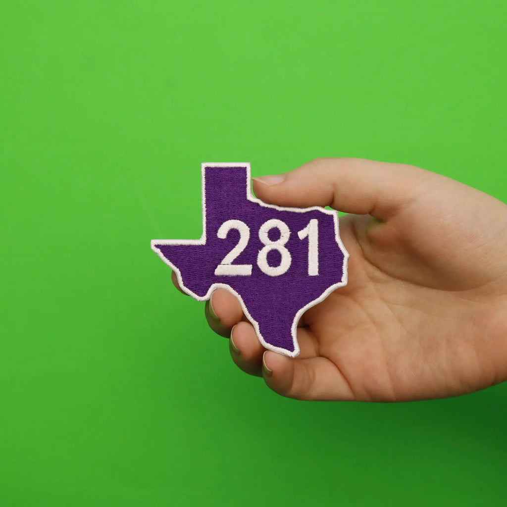 Houston 281 - Purple Texas State Embroidered Iron On Patch