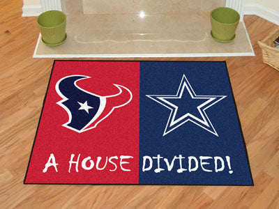 Houston Texans and Dallas Cowboys "A House Divided" Rug 34" x 45" 