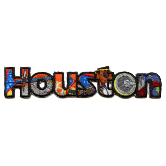 Houston Iconic Collage Patch Texas Small Embroidered Iron On 
