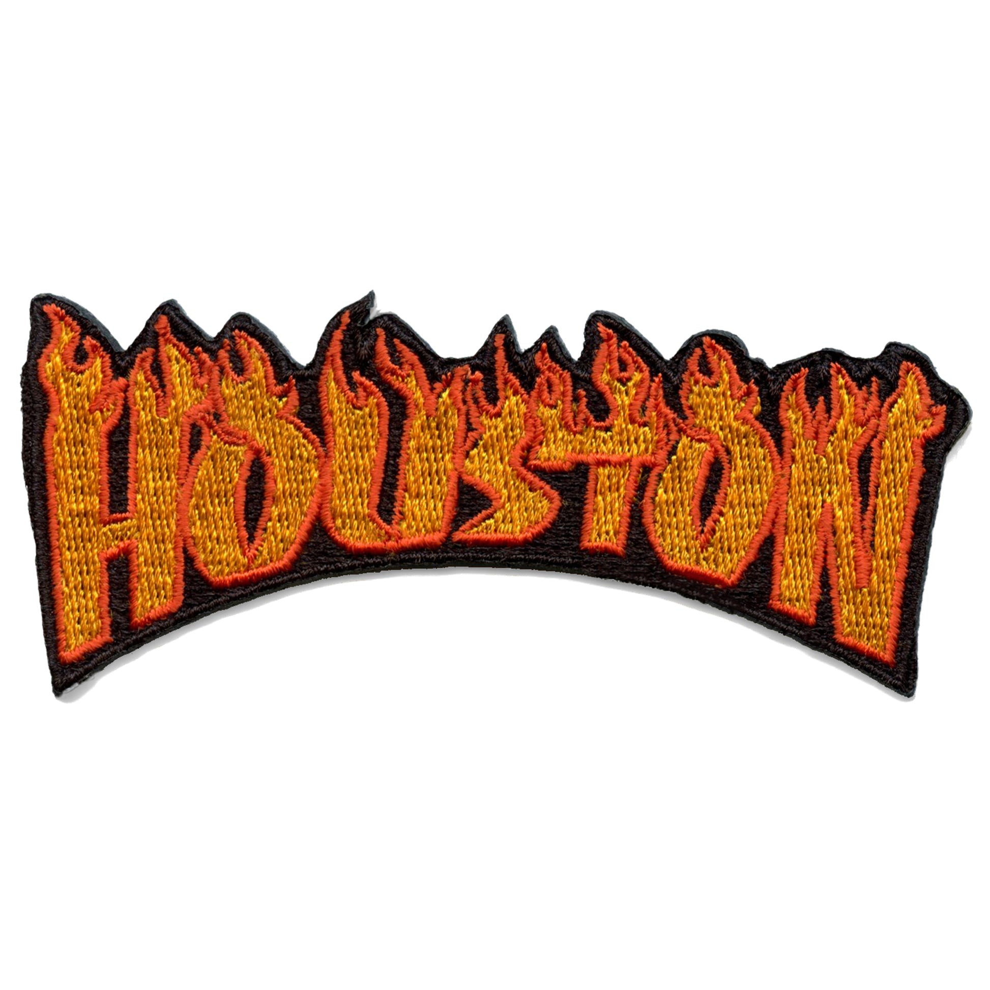 Flaming Houston Patch Rock Band Parody Embroidered Iron On 
