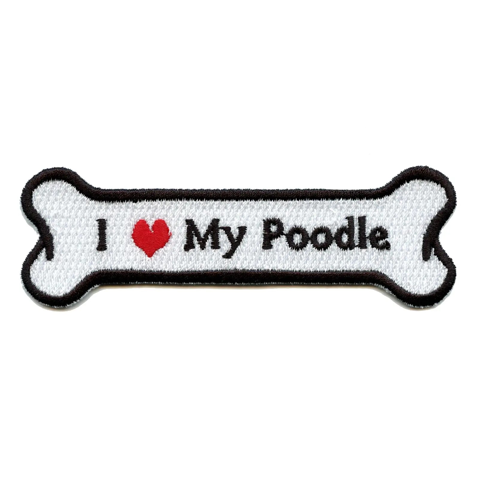 I Heart My Poodle Dog Bone Iron On Applique Patch 