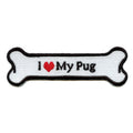 I Heart My Pug Dog Bone Iron On Applique Patch 
